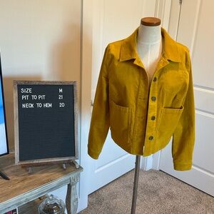 Cabi Cropped goldenrod yellow stretch corduroy jacket